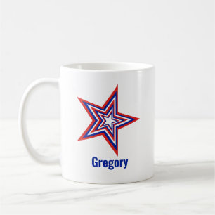 Scheve Rode Witte en Blauwe Patriottische USA Ster Koffiemok