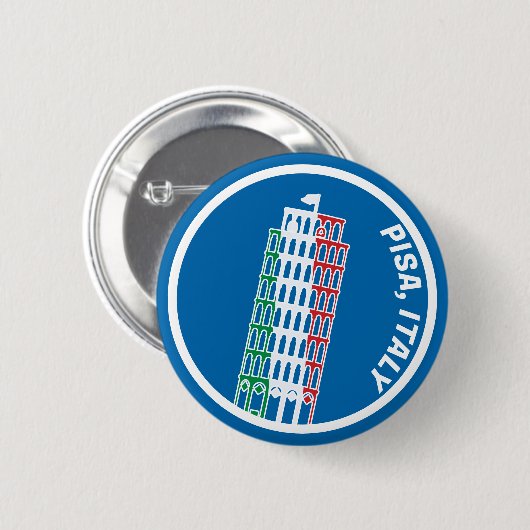 Scheve Toren van Pisa Crest Ronde Button 5,7 Cm (Voorkant /achterkant)