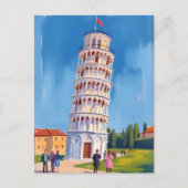 Scheve Toren van Pisa Italië Schilderij Briefkaart (Voorkant)