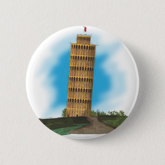 Scheve Toren van Pisa Ronde Button 5,7 Cm (Voorkant)