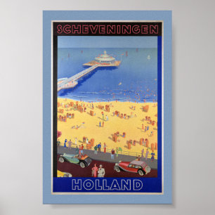 Scheveningen in Holland Vintage Reisposter Rust Poster