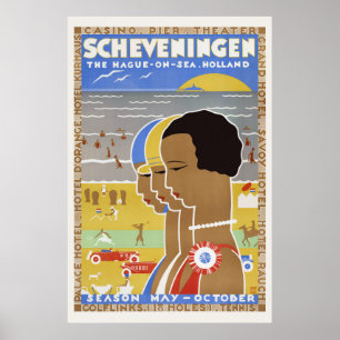Scheveningen The Hague on Sea. Holland Vintage Poster