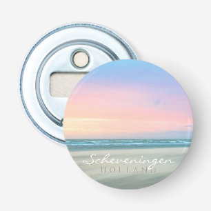 Scheveningen zonsondergang op het strand in Hollan Button Flesopener