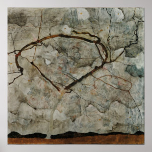 Schiele - Autumn Tree in Stirred Air (winterboom) Poster