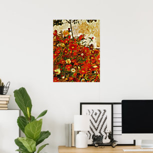 Schiele - Bloemenveld, kunstdruk Poster