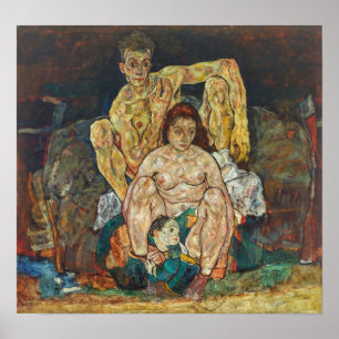 Schiele - Crouching Couple (Het gezin) Poster