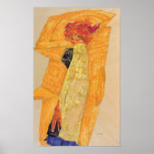 Schiele - Gerti Voor Okerkleurige Draperie 1910 Poster (Voorkant)