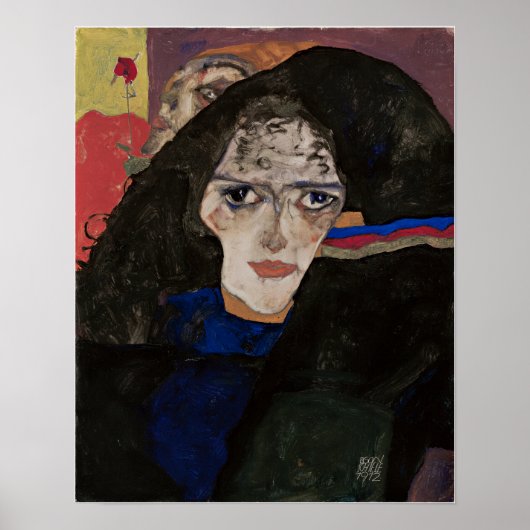 Schiele - treurende vrouw poster (Voorkant)