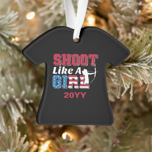 Schiet als een meisje patriottische boogschieten c ornament (Boom)