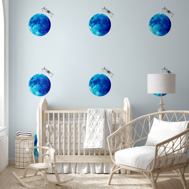 Schietende ster over Blauwe Maan Behang (Kinderen)