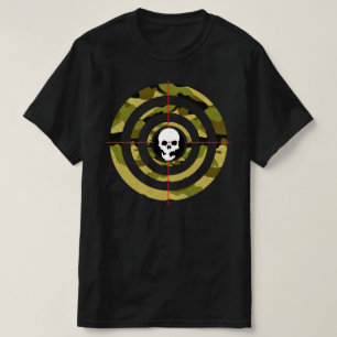 Schietschijf Tactisch Camouflage Schedel Roos T-shirt