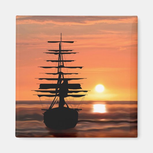 Schiff bei Sonnenuntergang Magnet Magneet (Voorkant)