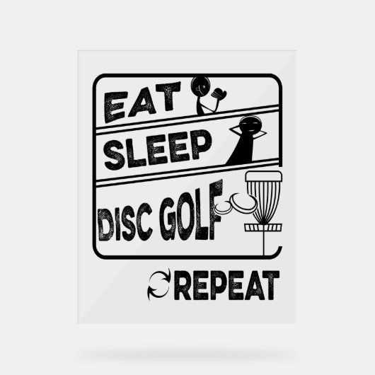 Schijf Golf Eat Sleep Herhalen Acryl Bord (Voorkant)