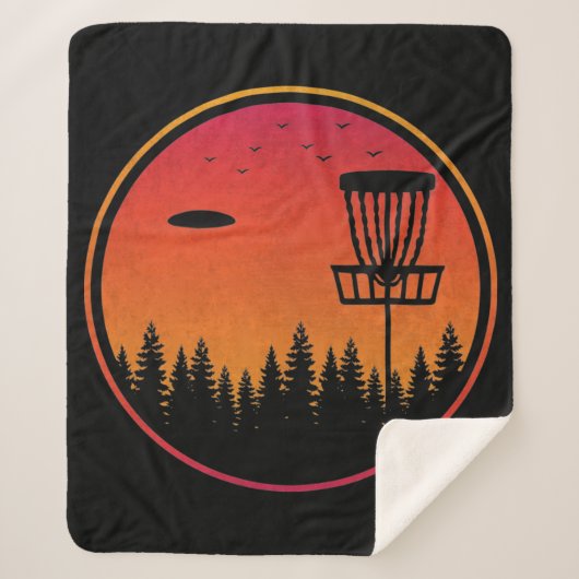 schijf Golf Frisbee Player Retro Sherpa Deken (Voorkant)