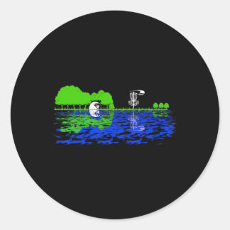Schijf Golf Sunset Guitar Guitarist Player Golfing Ronde Sticker