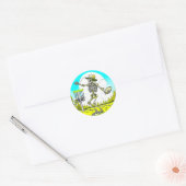 Schijf Golfen Skelet in Pet Retro Ronde Sticker (Envelop)