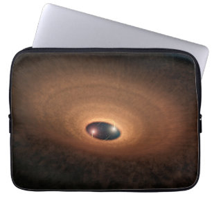 Schijf van stoffig materiaal overgebleven van ster laptop sleeve