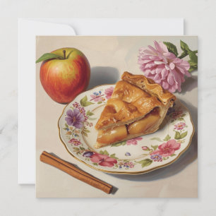 Schijf verse appeltaart op een bord  kaart