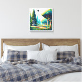 Schijfgolf Pixel Art Canvas Afdruk (Insitu (Slaapkamer))