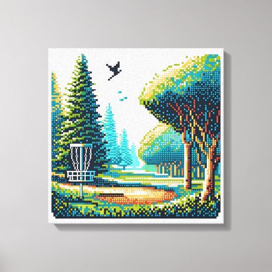 Schijfgolf Pixel Art Canvas Afdruk (Voorkant)