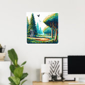 Schijfgolf Pixel Art Poster (Thuiskantoor)