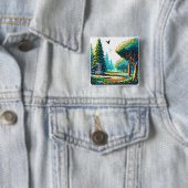 Schijfgolf Pixel Art Vierkante Button 5,1 Cm (In situ)