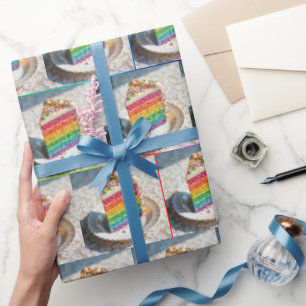 Schijfje Rainbow Cake Cadeaupapier