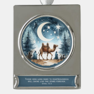 Schijn als de sterren – Reis onder het maanlicht Verzilverd Banner Ornament