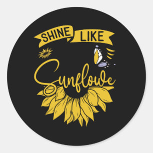 Schijn als een zonnebloem ronde sticker