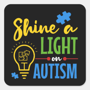 Schijn een licht op de Autisme Puzzel Modern Vierkante Sticker