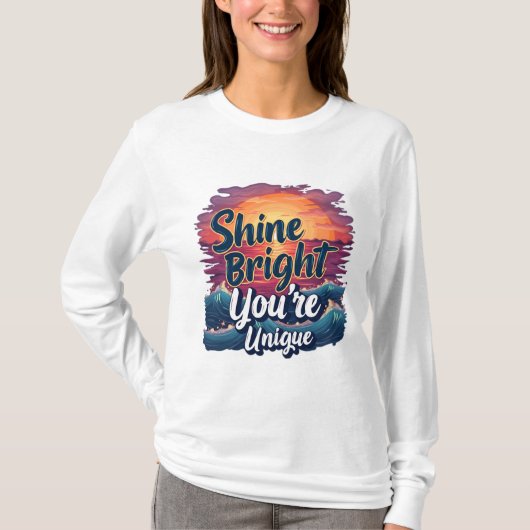 "Schijn helder, je bent uniek!" Sunset Ocean T-shi T-shirt (Voorkant)
