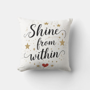 Schijn van binnenuit – Hemelse Zelf-Liefde Quote Kussen