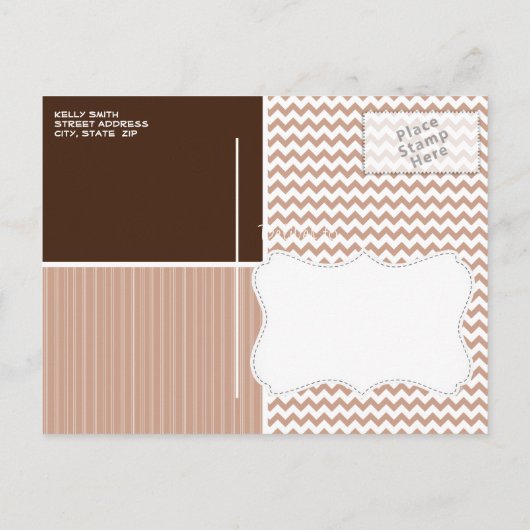 schijn van het alkbord; Brown Chevron Pattern Uitnodiging Briefkaart (Achterkant)