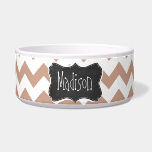  schijn van het alkbord; Brown Chevron Pattern Voerbakje