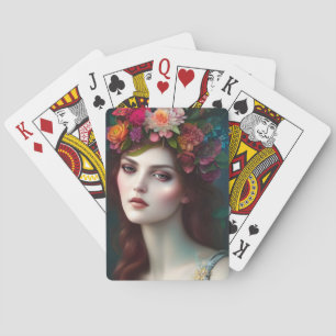 Schijnbaar bloemenportret voor godin van liefde pokerkaarten