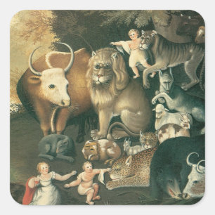 Schijnbaar Koninkrijk door Edward Hicks  Folk Art Vierkante Sticker