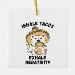 Schijnbare taco's laten negativiteit zien keramisch ornament