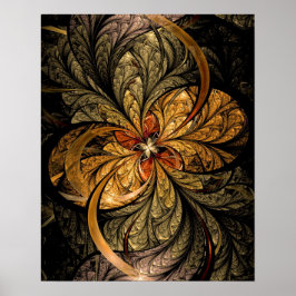 Schijnende bladeren Fractale kunst Poster