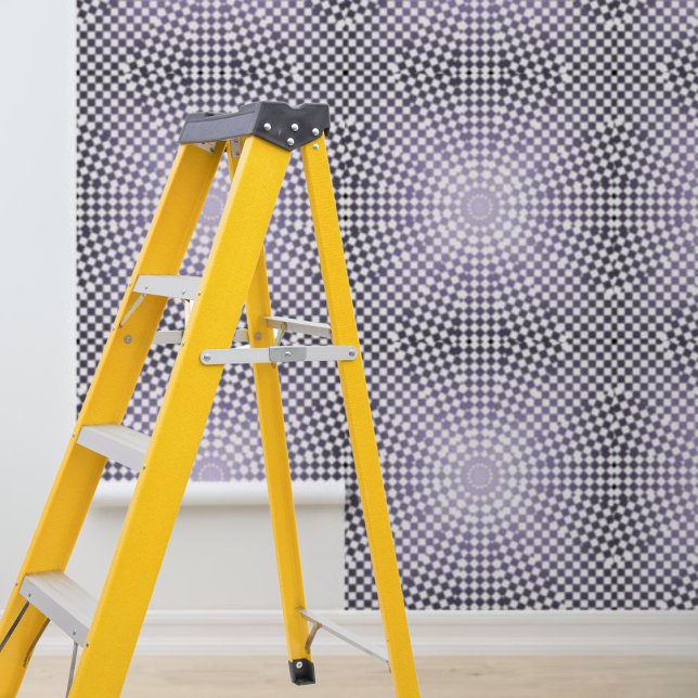 Schil en plak moderne paarse grijze controlecirkel behang (Peel and stick modern purple gray checks circles wallpaper)