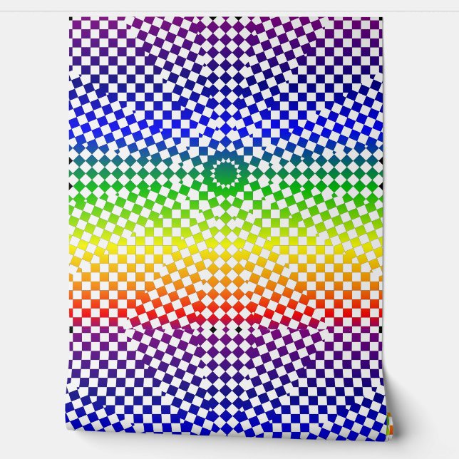 Schil en plak moderne regenboogcontroles en cirkel behang (Afrollen)