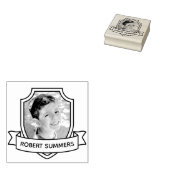 Schild en lint aangepaste naam en foto rubberstempel (Gestempeld)