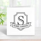 Schild en lint Monogram Initiaal Rubberstempel