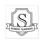 Schild en lint Monogram Initiaal Zelfinktende Stempel (Design)