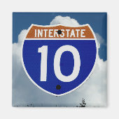 Schild van Interstate 10 Highway, Wolken en Lucht Magneet (Voorkant)