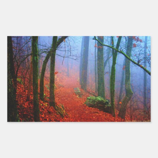 Schildbos herfst blauwe mist rechthoekige sticker (Voorkant)