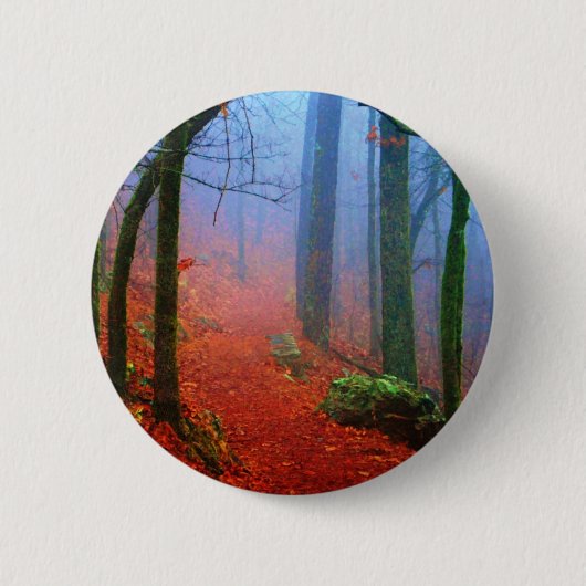 Schildbos herfst blauwe mist ronde button 5,7 cm (Voorkant)