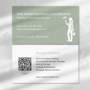 Schilder Afwerker Vakvrouw QR Code Groen Wit Visitekaartje