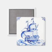 Schilder Blauwe  Zeilboot Magneet (Voorkant / Achterkant)