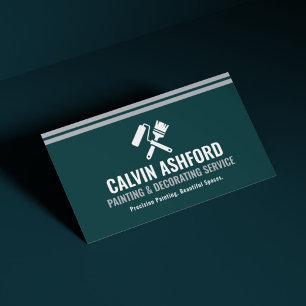 Schilder Decoratie Service Modern Teal en Zilver Visitekaartje