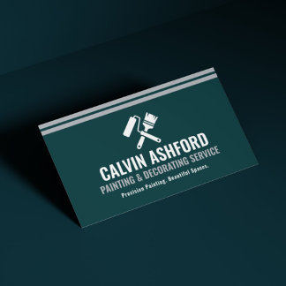 Schilder Decoratie Service Modern Teal en Zilver Visitekaartje